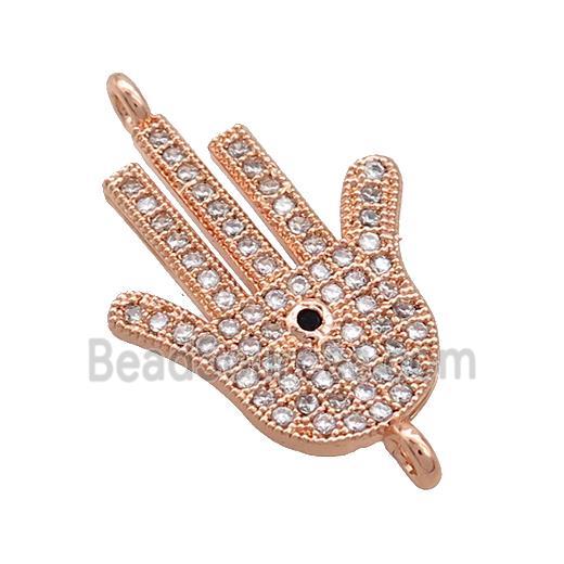 Copper Hamsahand Connector Pave Zircon Rose Gold