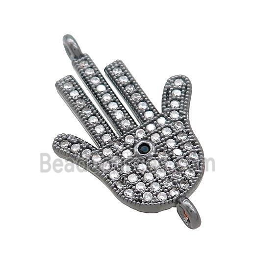 Copper Hamsahand Connector Pave Zircon Black Plated