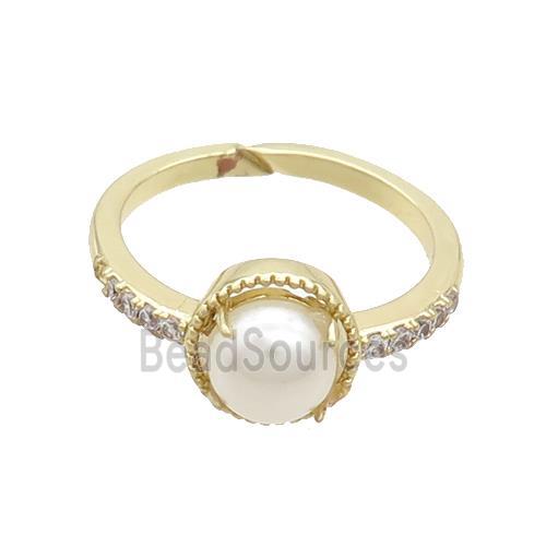 Copper Rings Pave Zircon Pearlized Resin Gold Plated