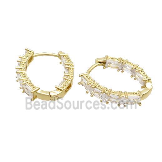 Copper Latchback Earrings Pave Zircon Gold Plated