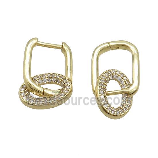 Copper Latchback Earrings Pave Zircon Gold Plated