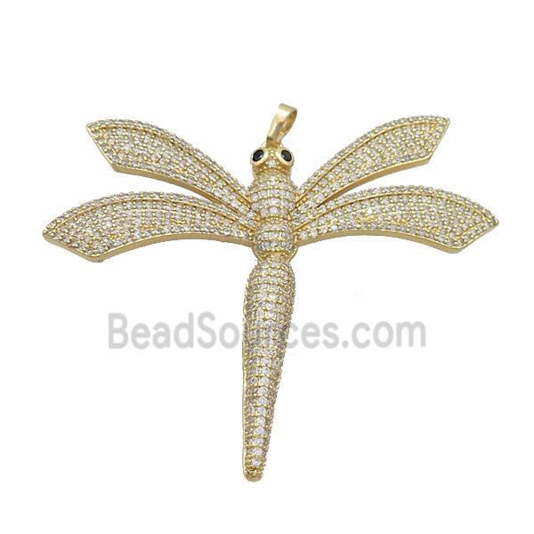 Copper Dragonfly Pendant Pave Zircon Gold Plated