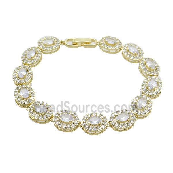 Copper Bracelet Pave Crystal Glass Gold Plated