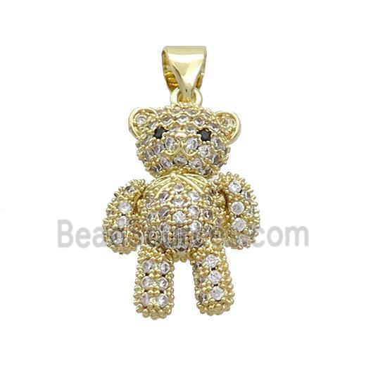 Copper Bear Pendant Pave Zircon Gold Plated