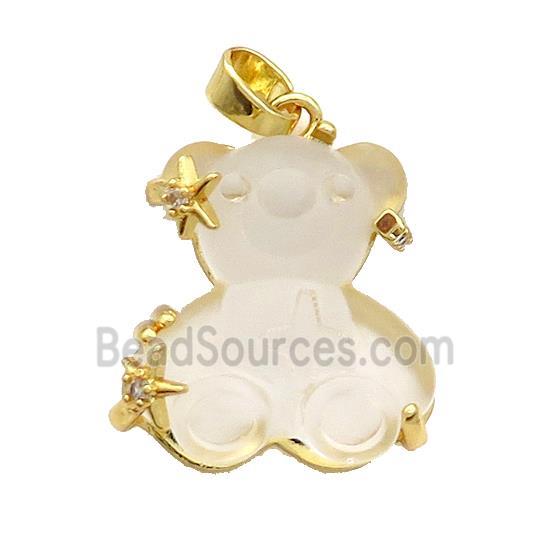 Clear Resin Bear Pendant Copper Gold Plated