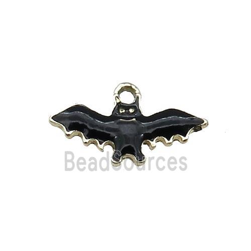 Copper Bat Charms Pendant Black Enamel Halloween Gold Plated