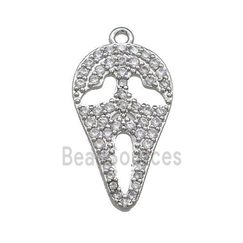 Copper Pendant Pave Zircon Ghost Halloween Charms Platinum Plated