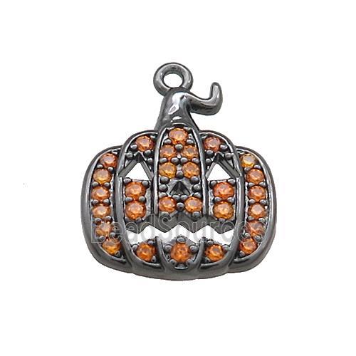 Copper Pumpkin Pendant Pave Orange Zircon Halloween Black Plated