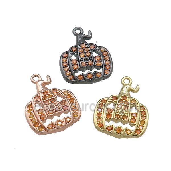 Copper Pumpkin Pendant Pave Orange Zircon Halloween Mixed