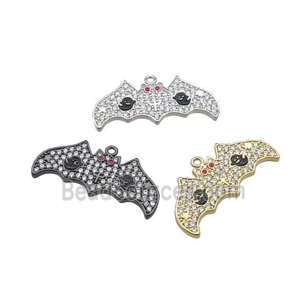 Copper Bat Pendant Pave Zircon Halloween Charms Mixed