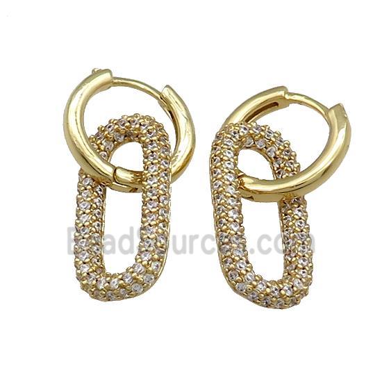 Copper Hoop Earrings Pave Zircon Gold Plated