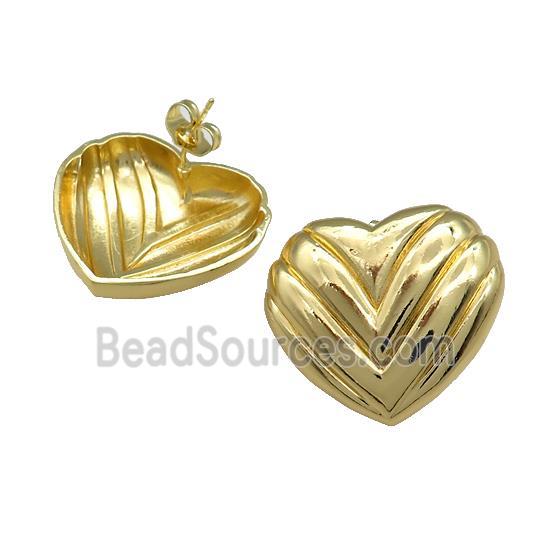 Copper Stud Earrings Heart Gold Plated