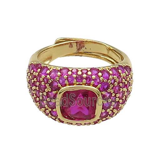 Copper Rings Pave Fuchsia Zircon Adjustable Gold Plated