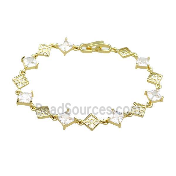 Copper Bracelets Pave Zircon Gold Plated