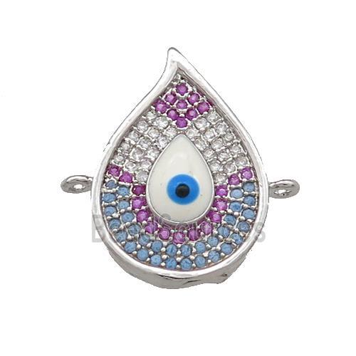 Copper Flame Connector Pave Zircon Multicolor Evil Eye Platinum Plated