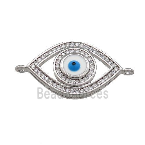 Copper Evil Eye Connector Pave Zircon Platinum Plated