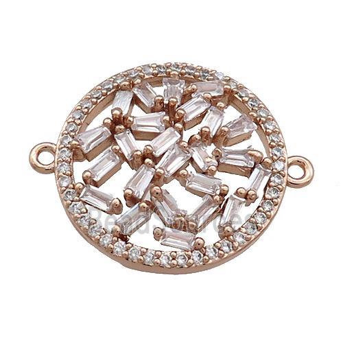 Copper Circle Connector Pave Zircon Rose Gold