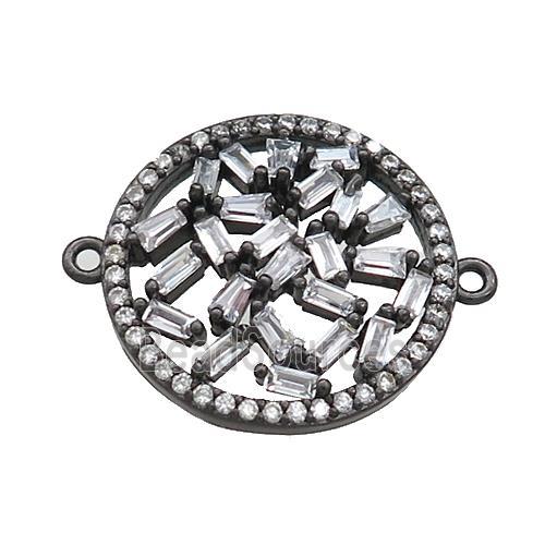 Copper Circle Connector Pave Zircon Black Plated