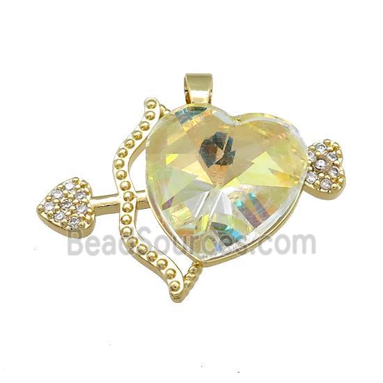 Copper CupidArrow Pendant Pave Crystal Glass Zircon Gold Plated