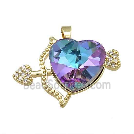 Copper CupidArrow Pendant Pave Crystal Glass Zircon Gold Plated