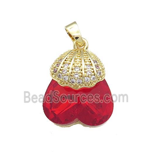 Copper Shlled Pendant Pave Crystal Glass Zircon Gold Plated