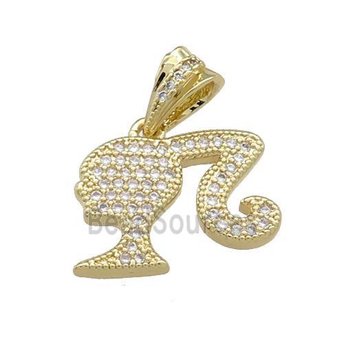 Copper Girls Pendant Pave Zircon Gold Plated