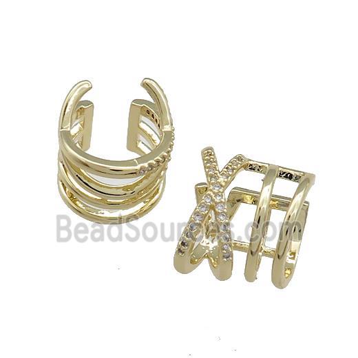 Copper Clip Earrings Pave Zircon Gold Plated