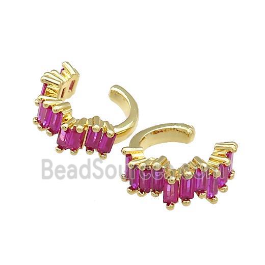 Copper Clip Earrings Pave Zircon Cuff Gold Plated