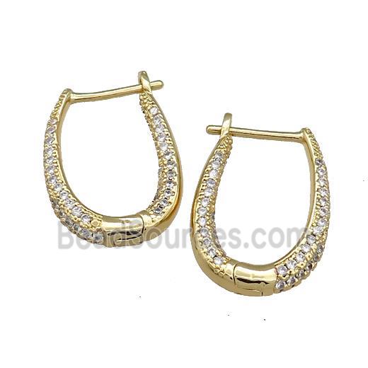 Copper Latchback Earrings Pave Zircon Gold Plated