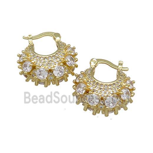 Copper Latchback Earrings Pave Zircon Gold Plated