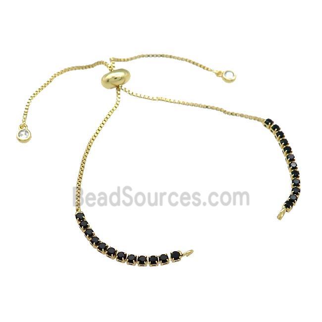 Copper Bracelet Chains Pave Black Zircon Gold Plated