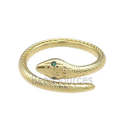 Copper Snake Rings Pave Zircon Gold Plated