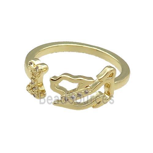 Copper Rings Pave Zircon Gold Plated