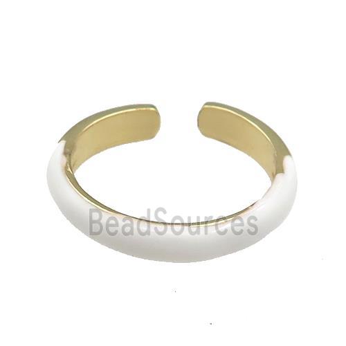 Copper Rings White Enamel Gold Plated