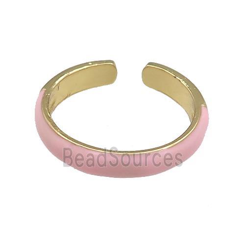 Copper Rings Pink Enamel Gold Plated