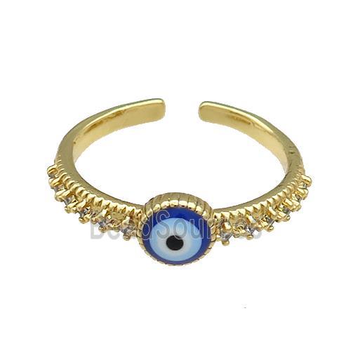 Copper Rings Pave Zircon Evil Eye Gold Plated