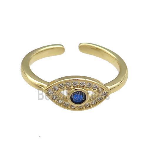 Copper Rings Pave Zircon Eye Gold Plated