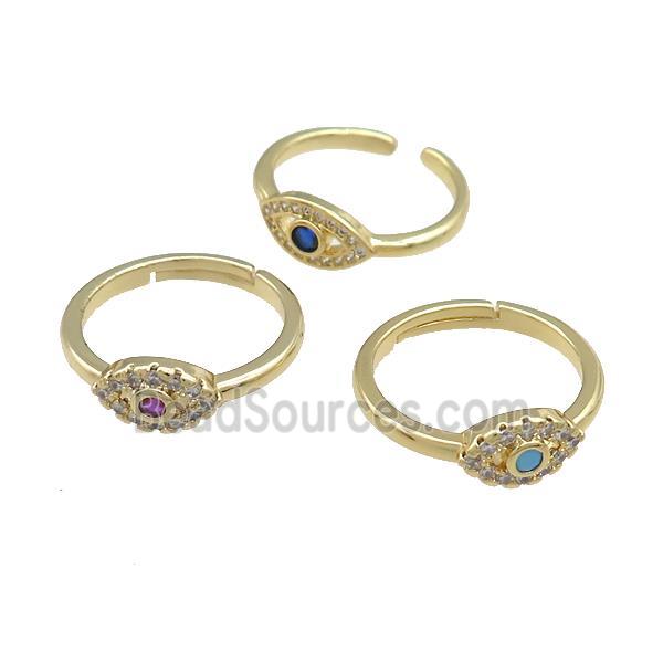 Copper Rings Pave Zircon Eye Gold Plated