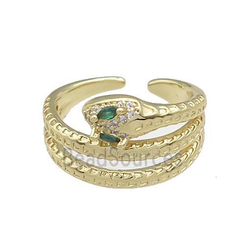 Copper Snake Rings Pave Zircon Gold Plated