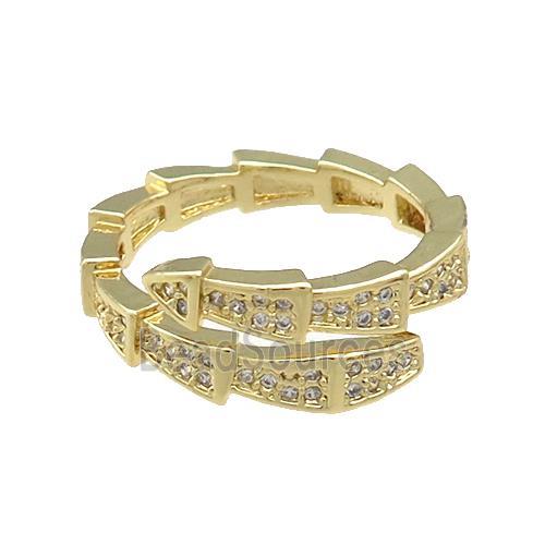 Copper Rings Pave Zircon Snakeskin Gold Plated