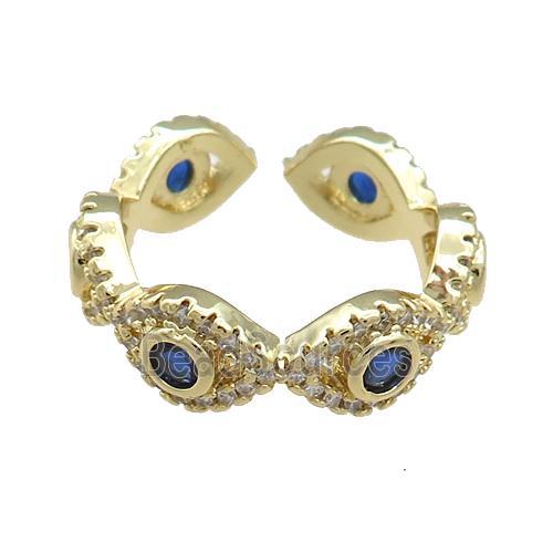 Copper Rings Pave Zircon Eye Gold Plated