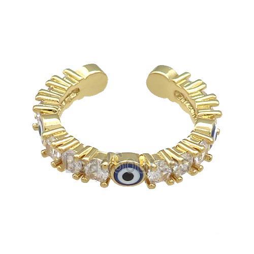 Copper Rings Pave Zircon Evil Eye Gold Plated