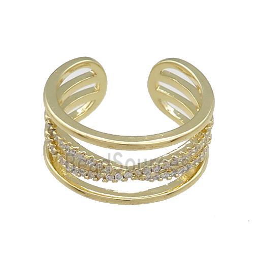 Copper Rings Pave Zircon Gold Plated