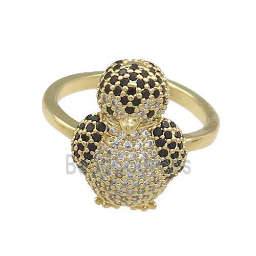 Copper Rings Pave Zircon Penguin Gold Plated