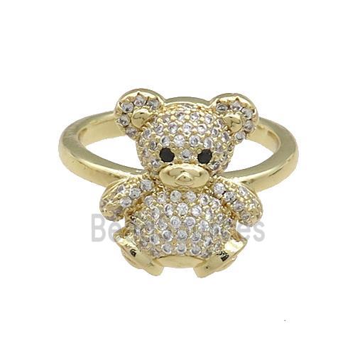 Copper Bear Rings Pave Zircon Gold Plated