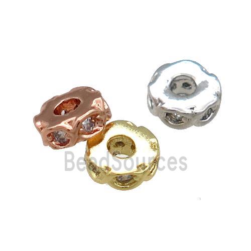 Copper Heishi Spacer Beads Pave Zircon Rondelle Mixed