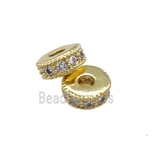 Copper Heishi Beads Pave Zircon Gold Plated