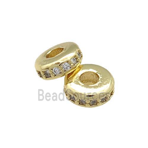 Copper Heishi Beads Pave Zircon Gold Plated