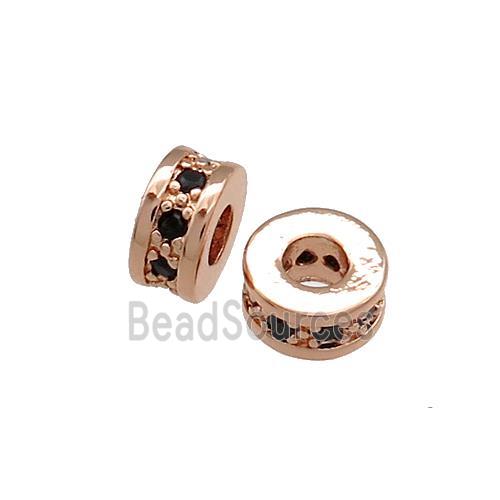 Copper Heishi Beads Pave Zircon Rose Gold