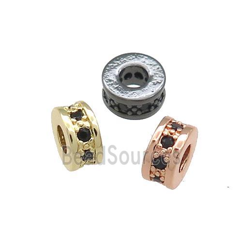 Copper Heishi Spacer Beads Pave Zircon Rondelle Mixed